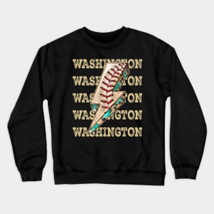 Aesthetic Design Washington Gifts Vintage Styles Baseball Crewneck Sweatshirt